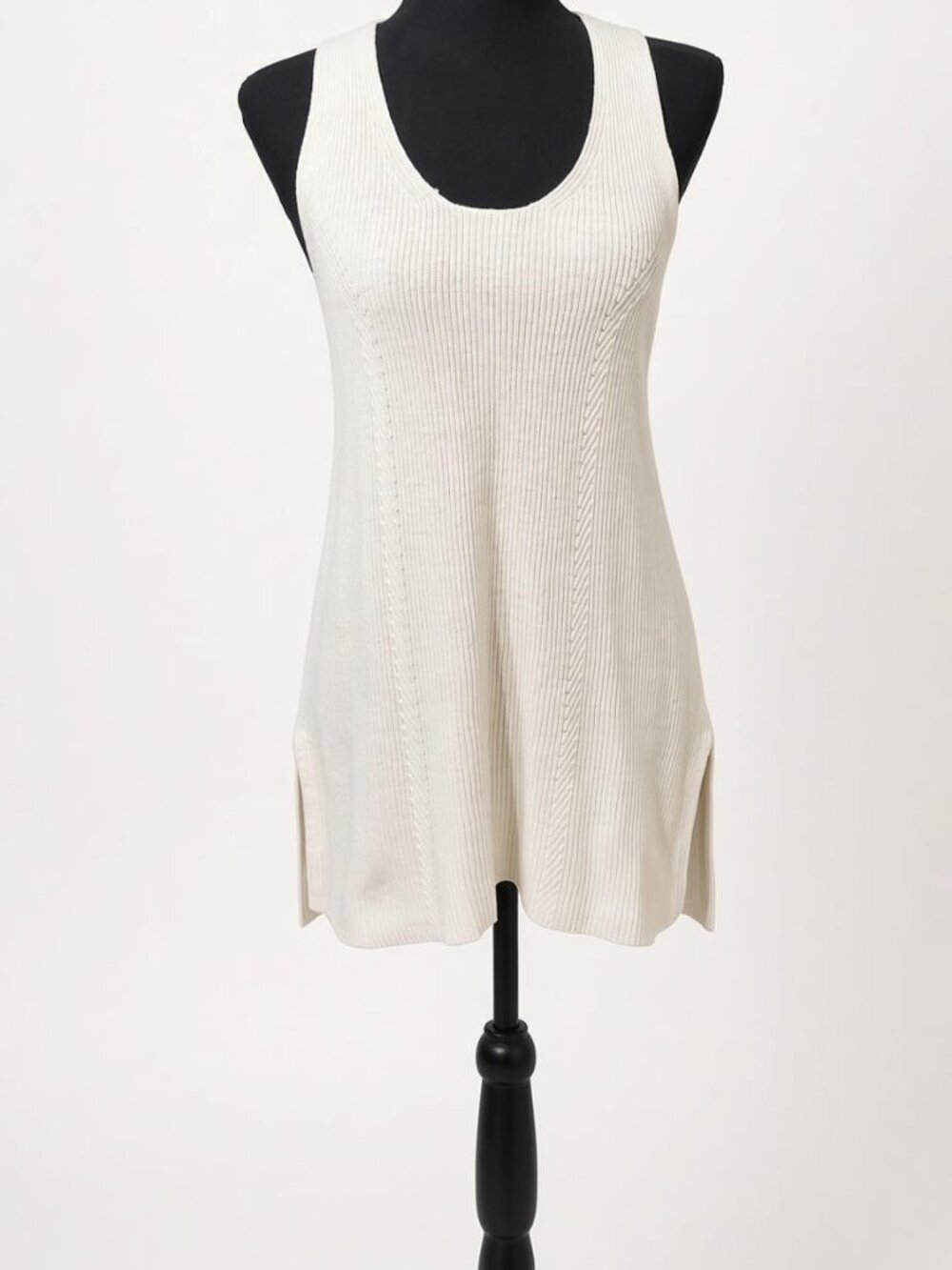 Athleta Cream Ribbed Knit Tank Tunic M